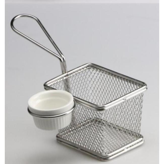 French fries basket with ceramic Sauce holder